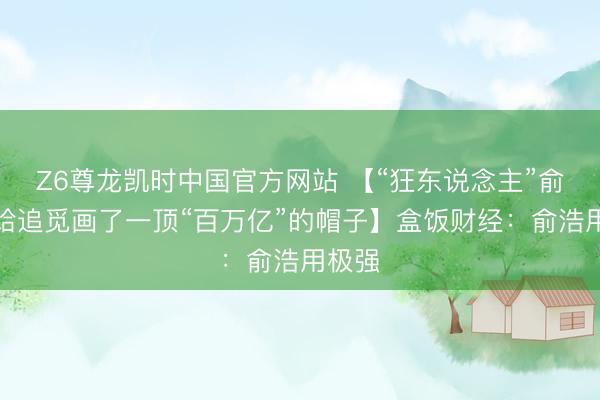Z6尊龙凯时中国官方网站 【“狂东说念主”俞浩，给追觅画了一顶“百万亿”的帽子】盒饭财经：俞浩用极强