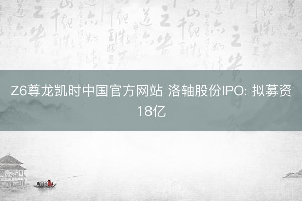 Z6尊龙凯时中国官方网站 洛轴股份IPO: 拟募资18亿