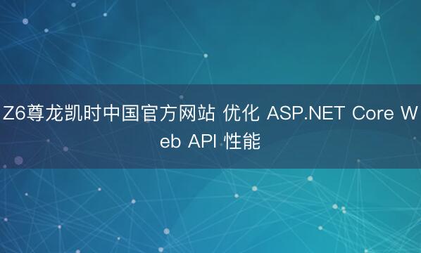 Z6尊龙凯时中国官方网站 优化 ASP.NET Core Web API 性能