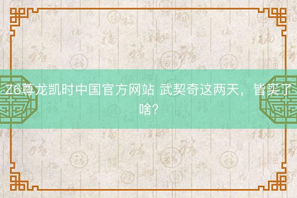 Z6尊龙凯时中国官方网站 武契奇这两天，皆买了啥？