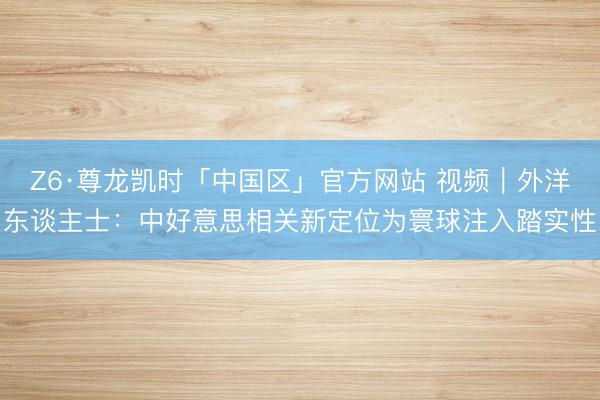 Z6·尊龙凯时「中国区」官方网站 视频｜外洋东谈主士：中好意思相关新定位为寰球注入踏实性